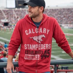 Bulletin Calgary Stampeders CFL Football Full Zip Red Hoodie Jacket XL
